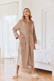 Autumn And Winter Lady Home Dress Double Velvet Thick Hooded Long Home Warm Zipper Idling