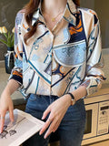 2025 New Hot Sales Commuting Fashion Fashion Print Long-Sleeved Chiffon Shirt Women