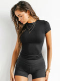 Hot Y2K Women's Clothing New Thread Repair Hottie Top Solid Color With Shoulder Short-Sleeved T-Shirt