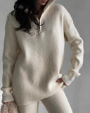 2025 Fashion Women's Spring And Autumn Temperament Casual Half-Zip-Collar Knitting Set 68HZ