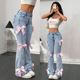 Ins Vintage Blue High Waist Jeans Women Y2K Harajuku Wind Make Old Straight Legs Drag Long Pants 68HZ