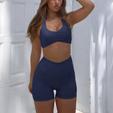 Dili Sports Yoga Wind Hanging Neck Bra Shorts Two Sets Of Women's Clothing 2025 Spring And Summer