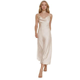 Women's New Acetate-Sing Skirt Sexy French Sling Dress