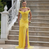 2025 Sexy Chest-Closing Back Dress Fashion Temperament Net Shrink-Up Open Forked Tossed And Hip Dress