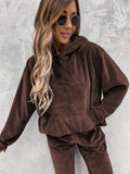 New Casual Ladies Set Solid Color Hooded Hoodie Sweat Trousers Autumn Two-Piece 68HZ