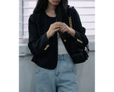 New Ladies Black XIAO Fragrant Coat Women's Short High-End Collar Small Suit