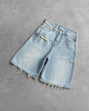 Vintage Trendy Denim Shorts Men's High Street Embroidered Five-Point Trousers Loose Trousers 68HZ