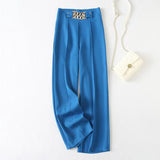 2025 New Solid Color Micro-Slung High Waist Lanky Trousers Slacks Wide Leg Pants Trousers Women