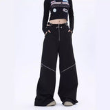 Spice Girls Black Workwear Trousers Y2k Harajuku Wind High Street Zipper Design Sensing Lai Casual Pants 68HZ