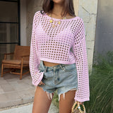 Dili Y2K Sexy Fashion Hollow Long-Sleeved T-Shirt Women's Clothing 2026 Spring And Summer
