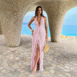 Dili Elegant Wind Deep V Hanging Neck Long Skirt Dress Dress Women's 2026 Summer