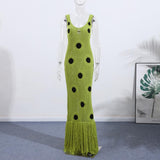 2025 Sling Spring/Summer Black Wave Tuxedo Knitted Dress Women's Dress