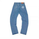 Star Embroidered Jeans High Street Men And Women Y2K Harajian Hung-Hangssy Loose Casual Pants 68HZ