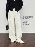 Lyselle Tiansi Old Money Style White Jeans Women's Autumn Loose Hip Banana Pants