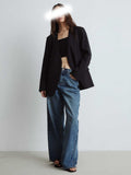 No Collar Thin Set High-End Black Casual Suit Minimalist Suit Jacket