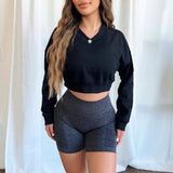 Women's Clothing Long-Sleeved Casual Solid-Colored Tat 68HZ