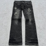 Vintage Double-Belt With Micro-Tight Jeans Men Y2k Street Water Wash To Make Old Hole Tug Pants Tide 68HZ