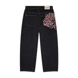 Trend Brand Derschutze Plum Embroidery Jeans Men Loose Personality Street Straight Pants 68HZ