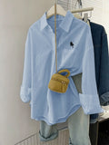 Dili Casual Simple Long-Sleeved Button Solid Color Shirt Women's Clothing 2025 Autumn And Winter