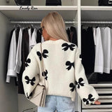 Ins New Bow Sweater Y2k Autumn And Winter New Net Red Casual Long-Sleeved Knitted Shirt Jacket Tide 68HZ