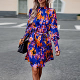 Dili Print Dress Autumn 2025 Autumn Temperament Elegant Long-Sleeved Dress