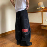 Workwear JNCO Embroidered Jeans Male Hip Hop Retro Loose Legs 68HZ
