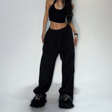 Black Trousers Women Retro Loose Trousers Trousers Hop Street Jogging Gray Casual Sports Fashion 68HZ