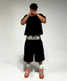 Street Double Belted Casual Pants Men's Y2k Retro Harajuku Straight Trousers High-Waisted Hops 68HZ