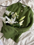 Ins Languid Horn Horn Collar Knitted Cardigan Women Simple Casual Loose Design Sweater Jacket 68HZ