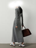 Mid-Long Dress Female Medard Color Quiet Luxury Style Simple Thin Inner Air Layer Bottom Dress
