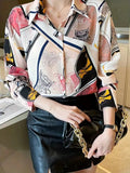2025 New Hot Sales Commuting Fashion Fashion Print Long-Sleeved Chiffon Shirt Women