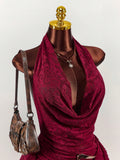 New Solid Color Hanging Neck Dew Low Tie With Metal Body Repair Sexy Ass Skirt Dress Woman