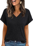 2025 Summer Blouse Women's Short-Sleeved Casual V-Necked T-Shirt