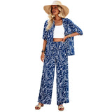 Dili Women's Bominia Resort Wind 2025 Autumn And Winter Casual Print Short-Sleeved Trousers Set