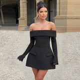 [For] 2025 New Sexy Shoulder Short Skirt Summer Temperament Fashion Hottie Dress