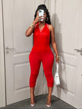 Summer 2025 Summer Sexy Hottie Sleeveless Solid Color Bare Back Hanging Neck Conjoined Shorts