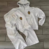 Casual Loose Gray Hoodie Set Autumn And Winter New Zipper Sweatshirt Casual Sweatpants 68HZ