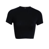 Dilu Y2K Women's Clothing 2025 Spring And Summer Solid Color Repair Exposed Umbilical Short-Sleeved Top