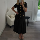 Dili Simple Elegant Style Button Short Sleeve Dress Dress Women's 2025 Autumn And Winter