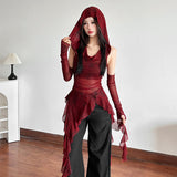 Autumn 2025 New Women's Clothing Solid Color Repair Street Fashion Hooded Sleeveless Mesh Women 68HZ