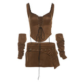 2025WISH Autumn New Women's Sexy Strapped Back Vest High-Waisted Hip Skirt 68HZ