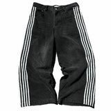 Vintage Street Striped Jeans Men Y2k Harajuku Casual Broad-Legged Trousers Gothic Straight-Tight Trousers 68HZ