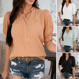 Dili 2025 Spring And Summer Temperament Casual Commuter Horn Five-Sleeve Top Women's Clothing