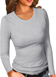 2025 New Women's Modale Ro-Necked T-Shirt Basic Solid Long Sleeve