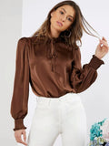 Spring 2025 New Elegant Solid Color Collar Long Sleeve With Straight-Shaped Set Of Front-Faced Women's Top Shirt Women