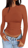 2025 Ms. New Autumn Leisure Body Collar Sexy Pure Color Long-Sleeved Top