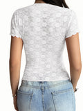 Dili Y2K Sexy Style Lace Short-Sleeved Women's Vest T-Shirt Women's Dress 2025 Summer