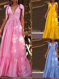 Spring And Summer New Deep V-Neck Sexy Bare Back Strap Sling Dress Dress Dress Dress