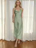 Women's New Acetate-Sing Skirt Sexy French Sling Dress
