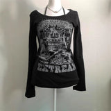 Vintage Vintage Long-Sleeved T-Shirt Girl Y2k Autumn Design Sense Niche Fashion Antique Bottom Top 68HZ